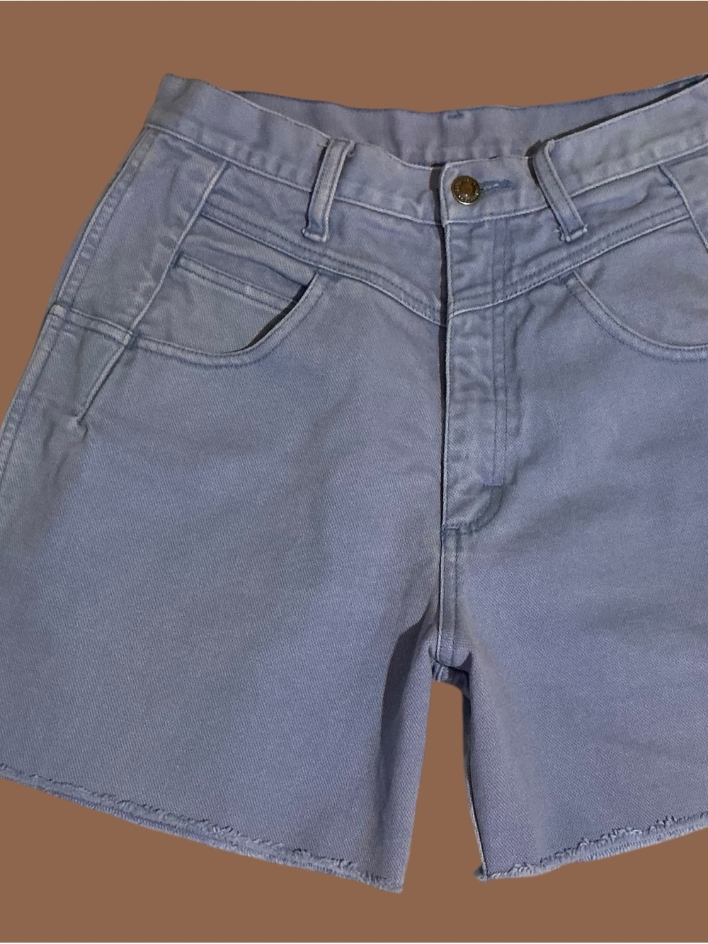 Vintage Wrangler High Rise Periwinkle Cutoff Shorts Raw Hem - Picture 4 of 6